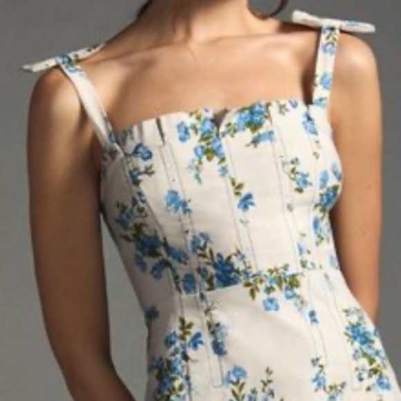 Brand New By Anthropologie Floral Print Shoulder-Tie Dress - Picture 5 of 14